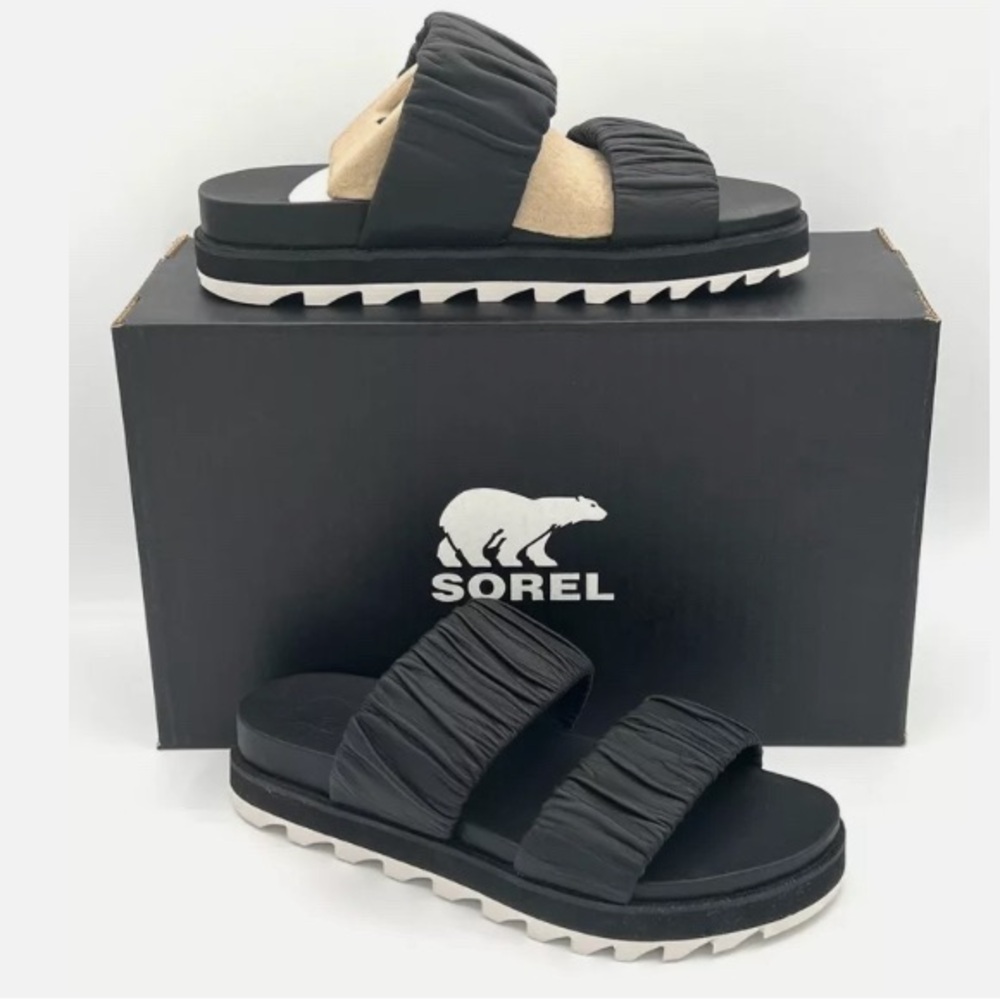 Sorel Black and Cream Women's Sandals